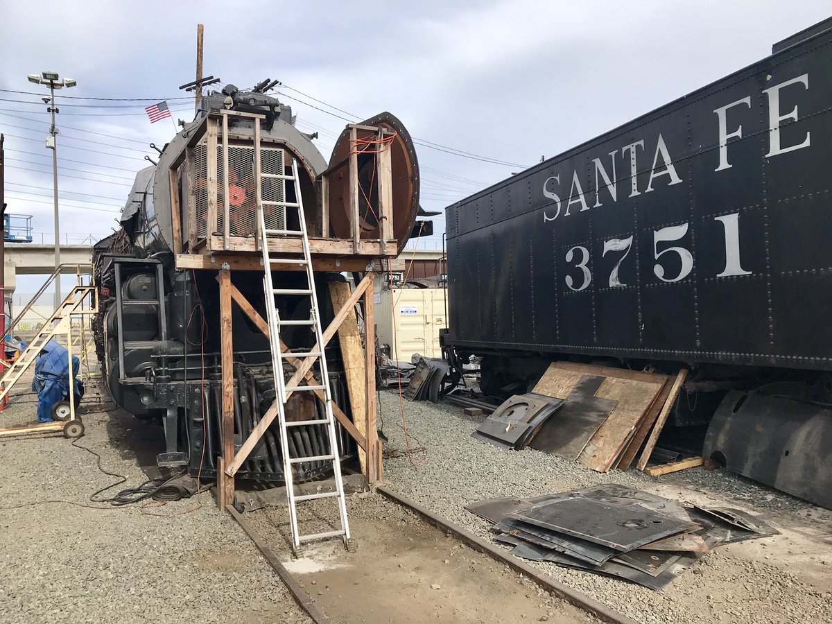 LArailhistory's tweet photo. Two spots left for our visit to Santa Fe 3751โs worksite in downtown LA! The first in years allowed by @sf3751 ... Info at https://t.co/3eZ6tEKV8Q
#trains #dtla #lahistory #santafe3751 #gotsteam https://t.co/0deqimTK2Q