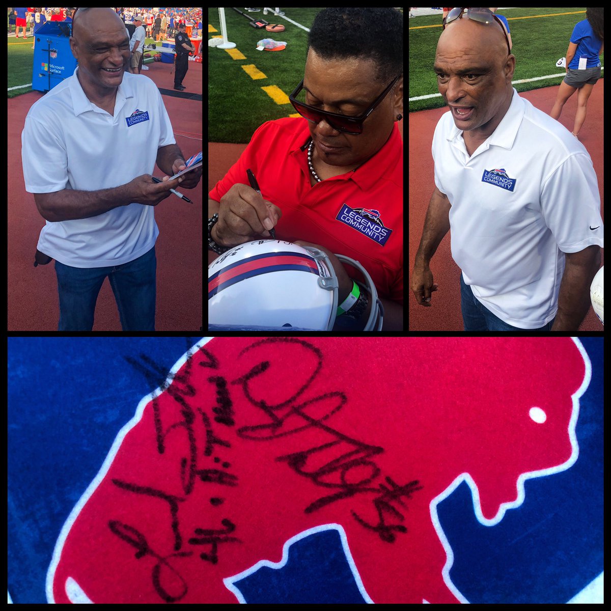 StephieKonicki's tweet photo. Just another Friday night in the Buff ❤️🏈💙 #legends #mildheartattack #darryltalley #leonardsmith #thehitman #billsmafia https://t.co/FGl3MHSWfp