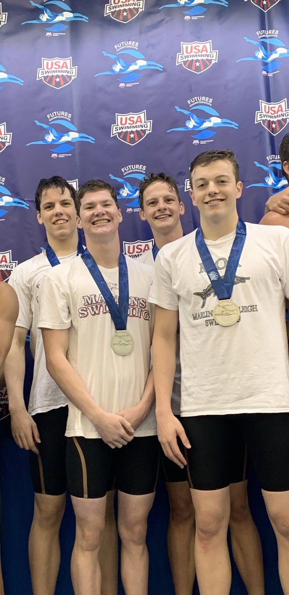 MORSwimResults's tweet photo. We also had two fantastic top-8 relays, highlighted by our boys 400 free relay team! The team of Sean Quinn (53.34), Sam Roche (52.32), Josh Legge (52.55) & Connor Dalbo (54.00) put up a 3:32.21 to take 2nd overall, with the second-fastest time in MOR history! Way to go! #WHGBT https://t.co/OaJjZThc6s