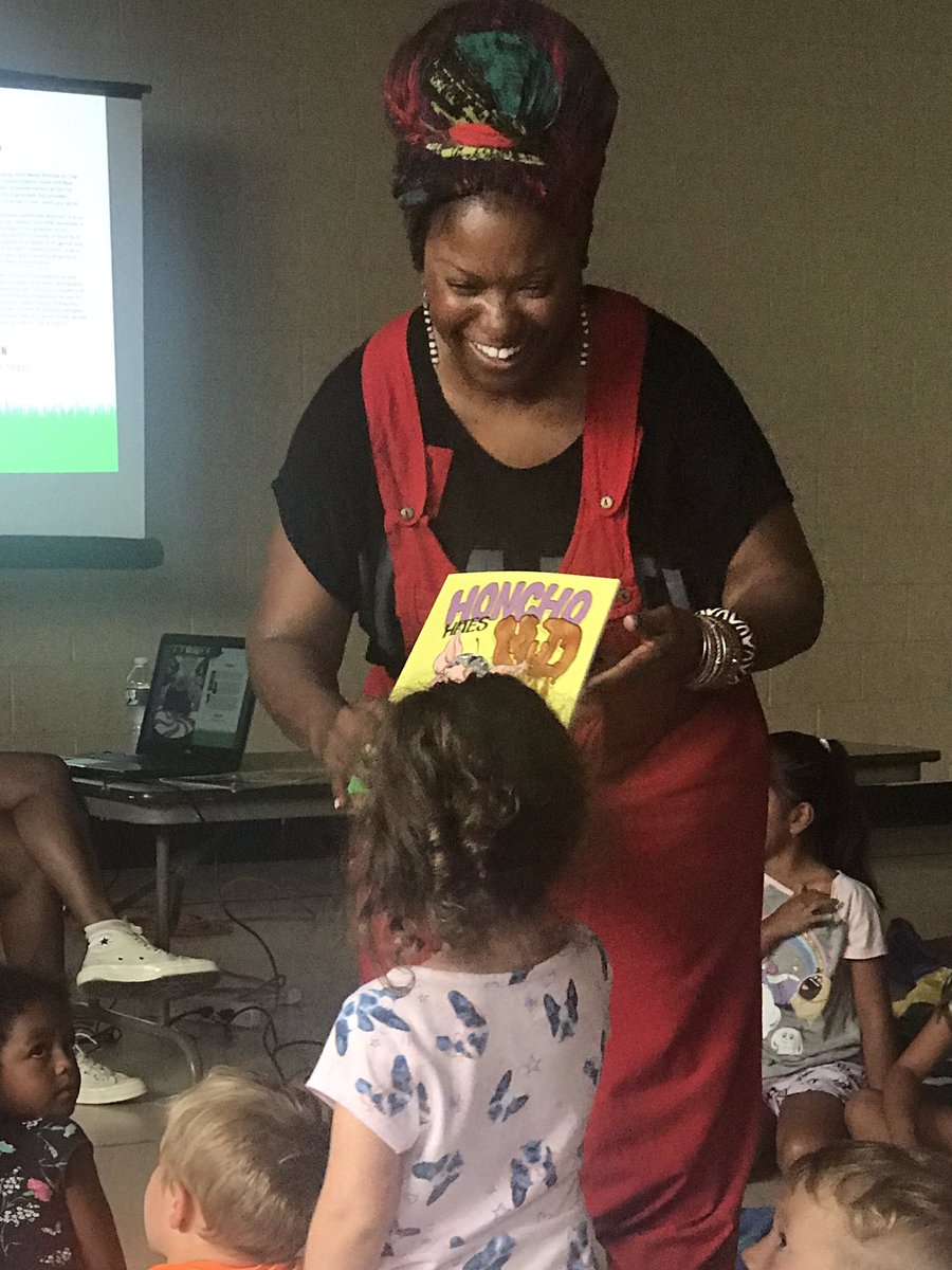 LastellaStacey's tweet photo. What a wonderful day @cymca_nj Matawan Summer Camp. Thank you to our partners @UWMOC #summerliteracycamp #preventingsummerslide Thank you #storytellerandauthor Carmen Rubin! #honchohatesmud https://t.co/OLM1nvEv2v
