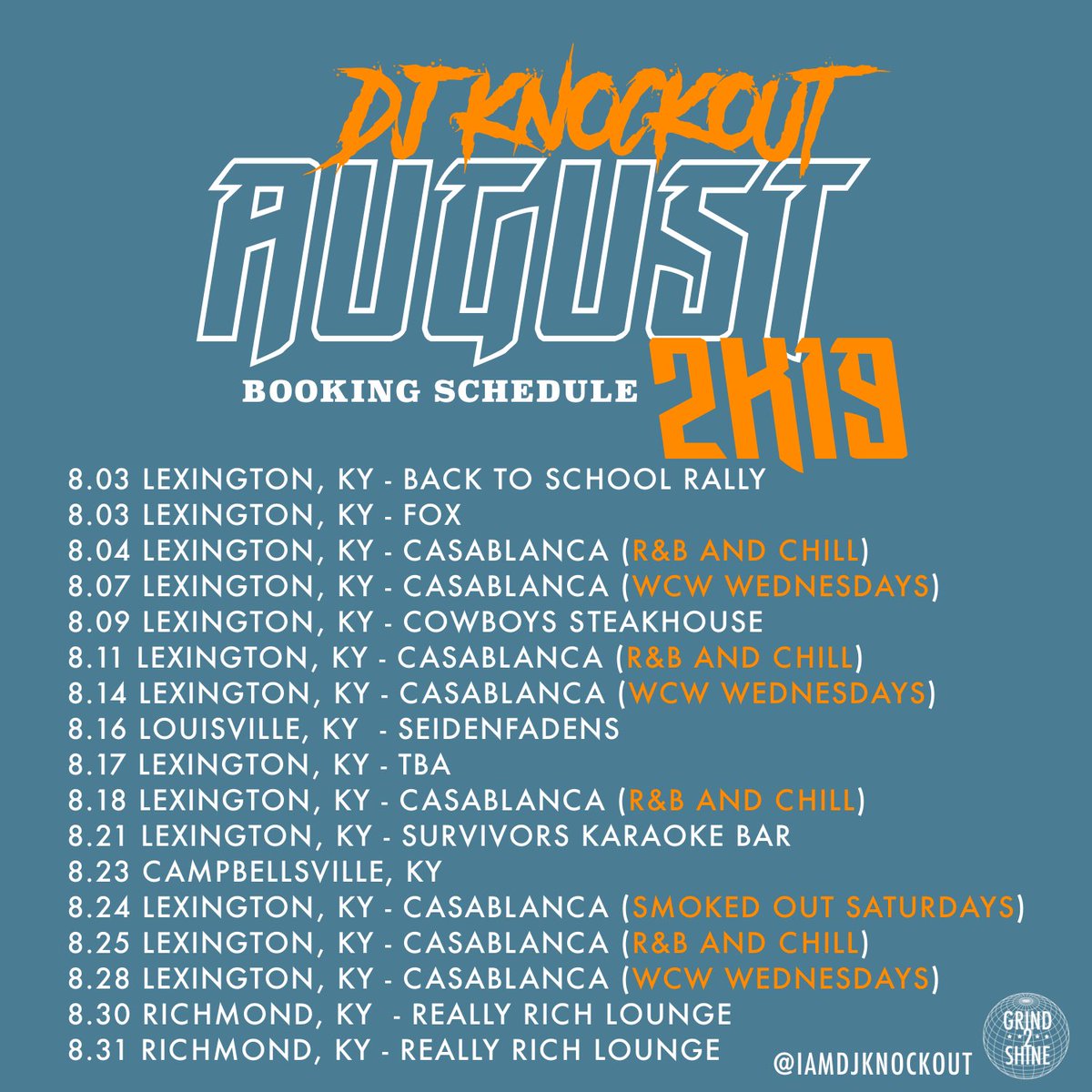 IamDjKnockOut's tweet photo. AUGUST SCHEDULE https://t.co/LpcsC7b6F9