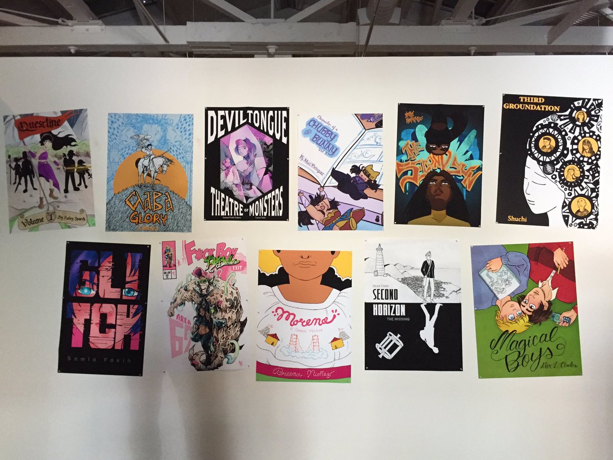 SeanTimmothy's tweet photo. I’m officially about 2 hours from graduating grad school. And I couldn’t be more proud to have my work on the wall alongside my fantastic classmates. (Mine is the b/w one on the bottom). https://t.co/0d58wCCFju