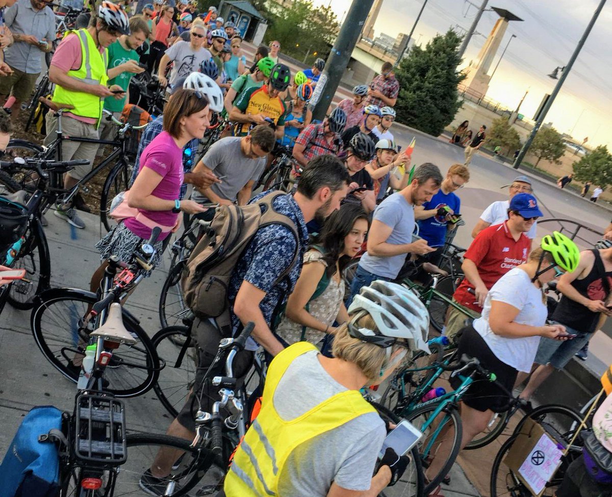 'Ride with joy tonight even if you are angry.' And, 'take out your phones.' Cyclists type dbl.bike in their browsers to tell the mayor and City Council we want safe streets. @MassDenver #BikeDEN #StopKillingUs
