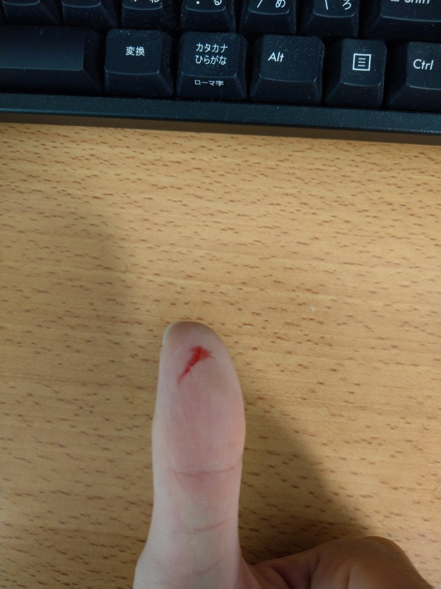 やまだ On Twitter 左手の親指の腹をカミソリで切ってしまった