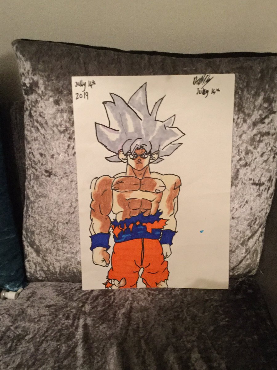 DannyReece4's tweet photo. #DBS #DragonBallSuper #DBZ #goku #kakarot #UIgoku 11 year old mastered ultra instinct drawing made with copies and water colour pencils https://t.co/SWUQWaKxfb