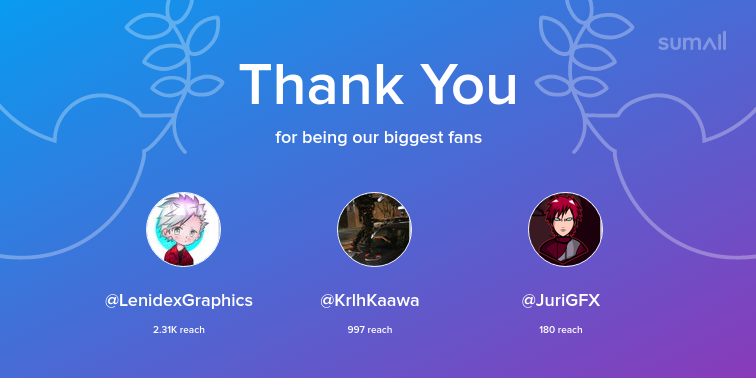 DERGOOD22's tweet photo. Our biggest fans this week: LenidexGraphics, KrlhKaawa, JuriGFX. Thank you! via https://t.co/Nb0BeJtLK1 https://t.co/fUG63EOpYR