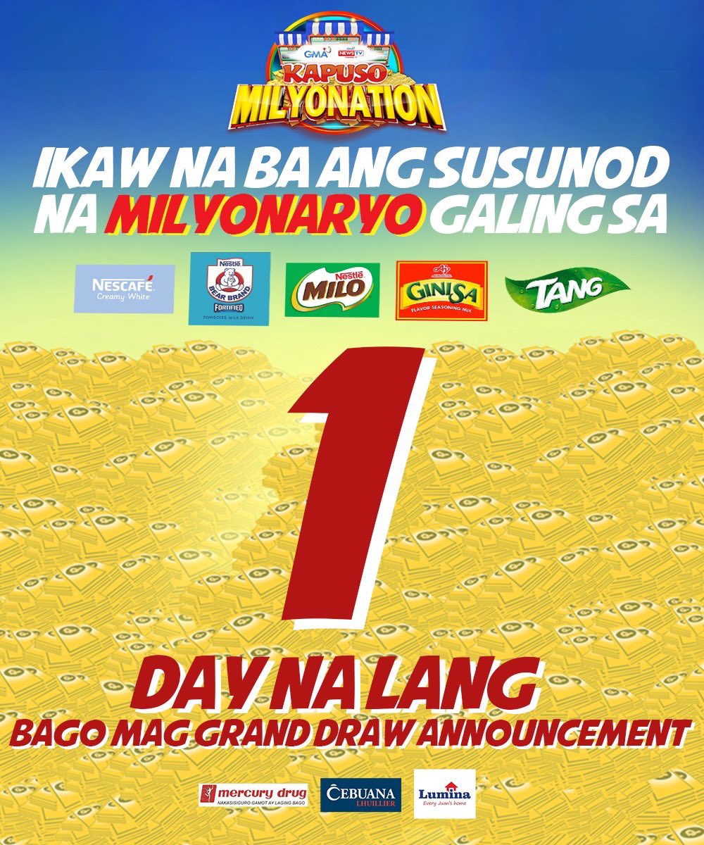 LoveForJongM's tweet photo. LOOK! Isang tulog nalang at Grand Draw Announcement na KAPUSO MILYONATION 2019! Sino kaya ang susunod na MILYONARYO? Let’s go Ambassador @JongMadaliday ♥️
@gmanews @gmapinoytv @gmastudioseven @RealGMAMusic @GMATheClash
#KMunity
#Studio7TeamBahay
#Jong
#JongMadaliday https://t.co/PGqIuVOR7L