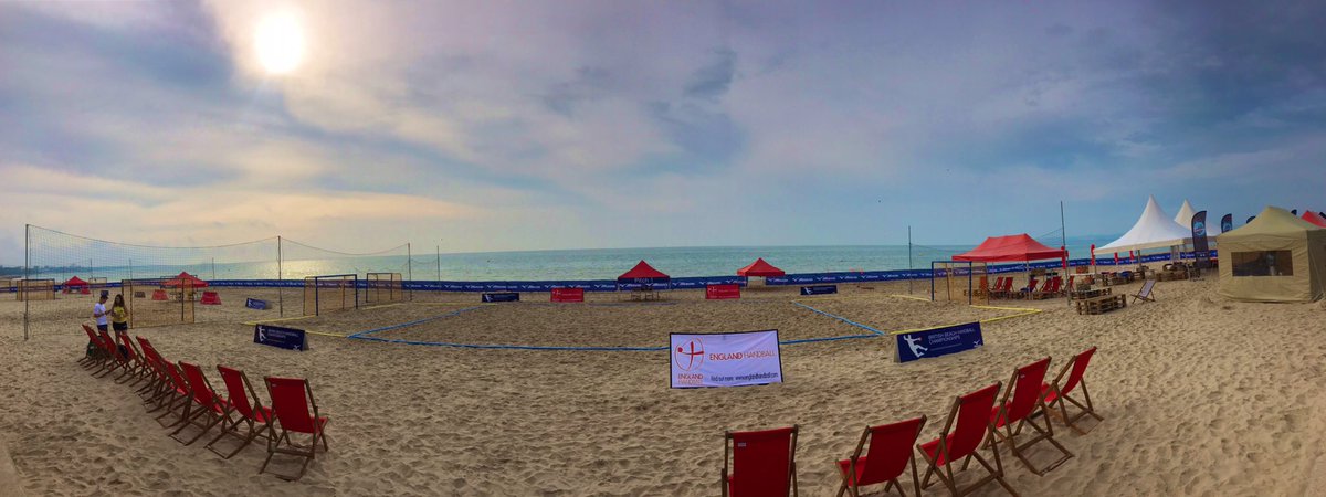 All set up and ready to go! Who is coming today? #BBHC #handball #beachhandball #EnglandHandball