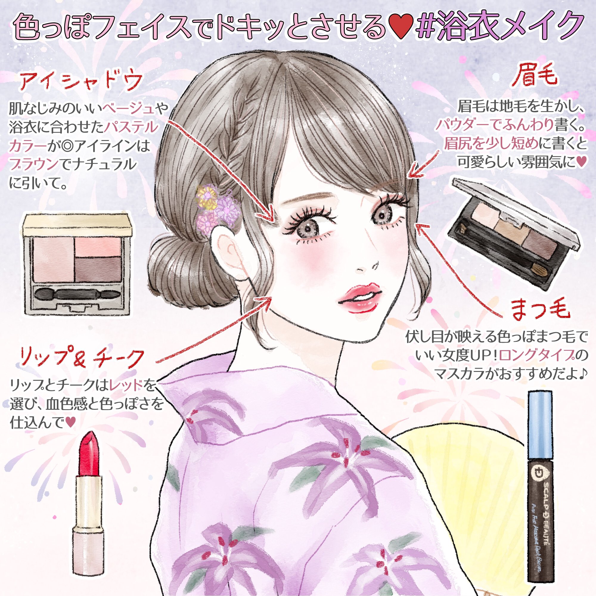 Uzivatel 水島尚美 Na Twitteru 今日花火大会 が多いんですね 自分ではまだ投稿していなかったお仕事絵 スカルプdのまつげ美容液さんのinstagram用の浴衣メイクイラストです T Co U1sepfqxtu Twitter