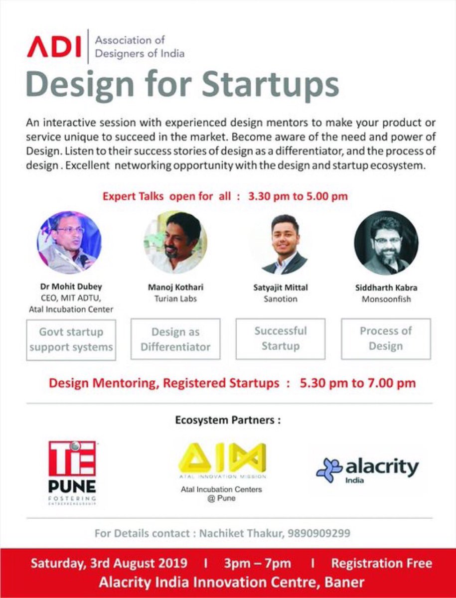 ADIPune's tweet image. Design for Startups kicks@off today at Pune. Mentoring for startups. Explore how design can be embedded early in your startup ventures #adipune