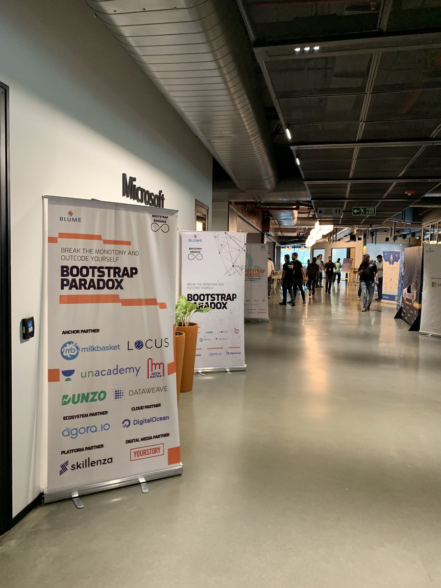 BlumeVentures's tweet photo. #BootstrapParadox - the first-of-its-kind deep tech #hackathon is about to start! @DunzoIt @unacademy @MechMocha @dataweavein @Locus_Sh @HelloMilkbasket @skillenza https://t.co/lwusxohGak