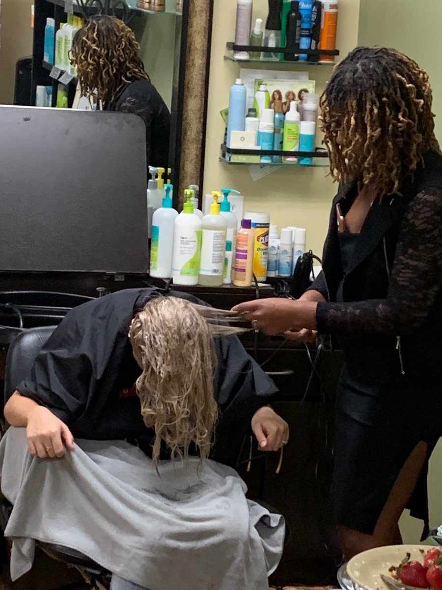adaraspa's tweet image. Areatha and #DevaCurl educator @the_curley_chelle answers that burning question: Does hair styling set you back on your curly girl journey? #CurlyGirls #CurlsNightOut  #TheStruggleIsReal #AdaraSpaNC