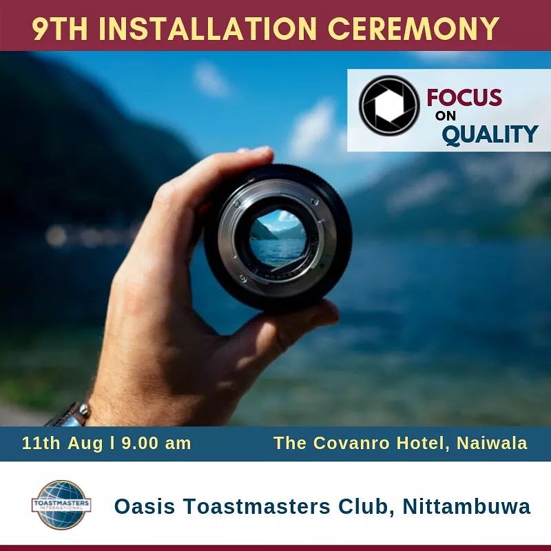 oasistmc's tweet photo. “Will you perform the duties assigned to you to the best of your ability?”
“YES, WE WILL!”

The installation ceremony of Oasis Toastmasters Club on
11th of Aug, Sunday from 9.00 am onwards @ The Covanro Hotel, Naiwala – Veyangoda.

#OasisTMC #OasisToastmasters #Toastmasters https://t.co/9EpvvM3Z4B