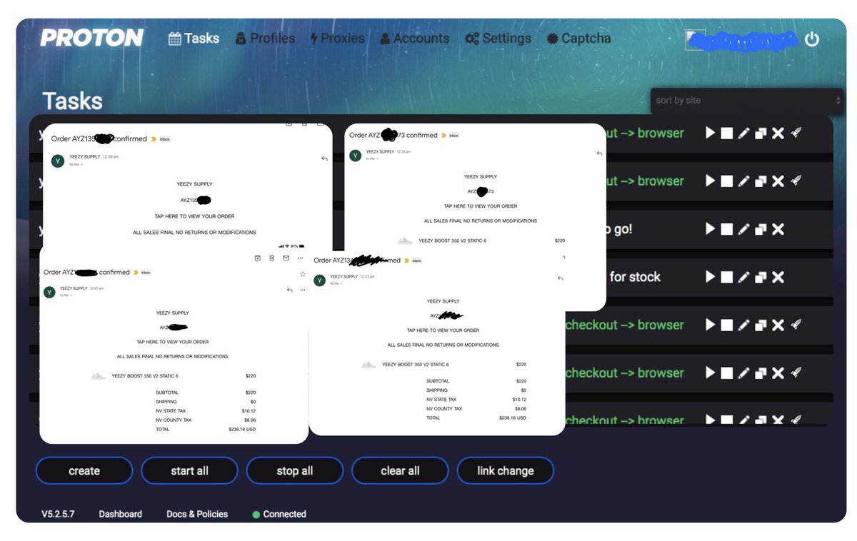 sneakercoins's tweet photo. YZY Day went great with cook outs from @protonaio and @Backdoor! Never goin wrong with @SecureProxies and the best cook group @AxisSuccess @AxisNotify 💪💪💪
Now sleeep people👹 so we can cook the restocks🤖🤖🤖🤖🤖 https://t.co/7Hynnm4Nyf