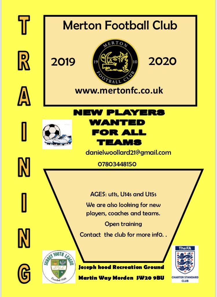 Merton Fc Youth (@fcmerton) on Twitter photo Merton FC u11s (going into year 6) looking for new players for the season. Sunday team based in the Morden area.
<a href="/SurreyFootball/">Surrey Youth League</a> <a href="/surreyfa/">Surrey FA</a> <a href="/JDecruz10/">Jamie Decruz</a> @FootballGrf <a href="/10_coaching/">10Coaching</a> Merton FC u11s (going into year 6) looking for new players for the season. Sunday team based in the Morden area.
<a href="/SurreyFootball/">Surrey Youth League</a> <a href="/surreyfa/">Surrey FA</a> <a href="/JDecruz10/">Jamie Decruz</a> @FootballGrf <a href="/10_coaching/">10Coaching</a>