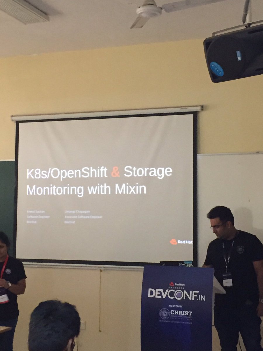 tasdikrahman's tweet photo. When your college mate’s talk is right before yours is scheduled, college feels #devconfindia #Kubernetes #prometheus https://t.co/AIMjHkXdrb