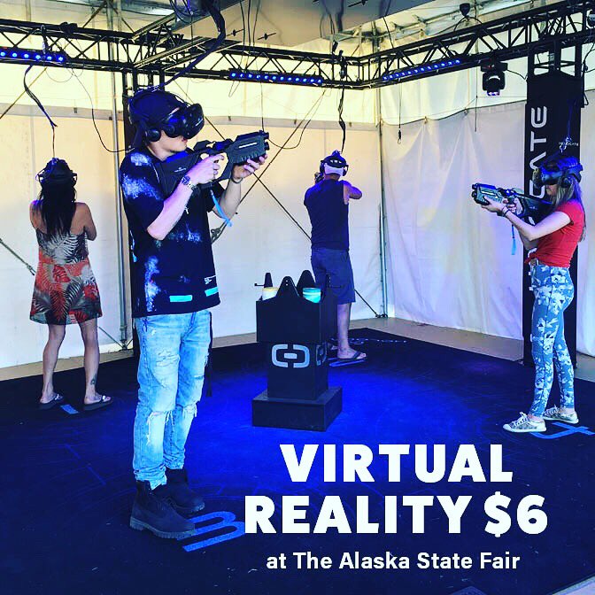 FlyWasilla's tweet photo. The Alaska State Fair – Come play virtual reality at our booth!
August 22-September 2
$6 per game! (Game lasts 5 minutes, + 2 minutes in the practice arena beforehand)
Games available: Simurai Player vs. Environment &amp; Simurai Player vs. Player. #FlyWasilla #AlaskaStateFair https://t.co/6pbMZGUaPO