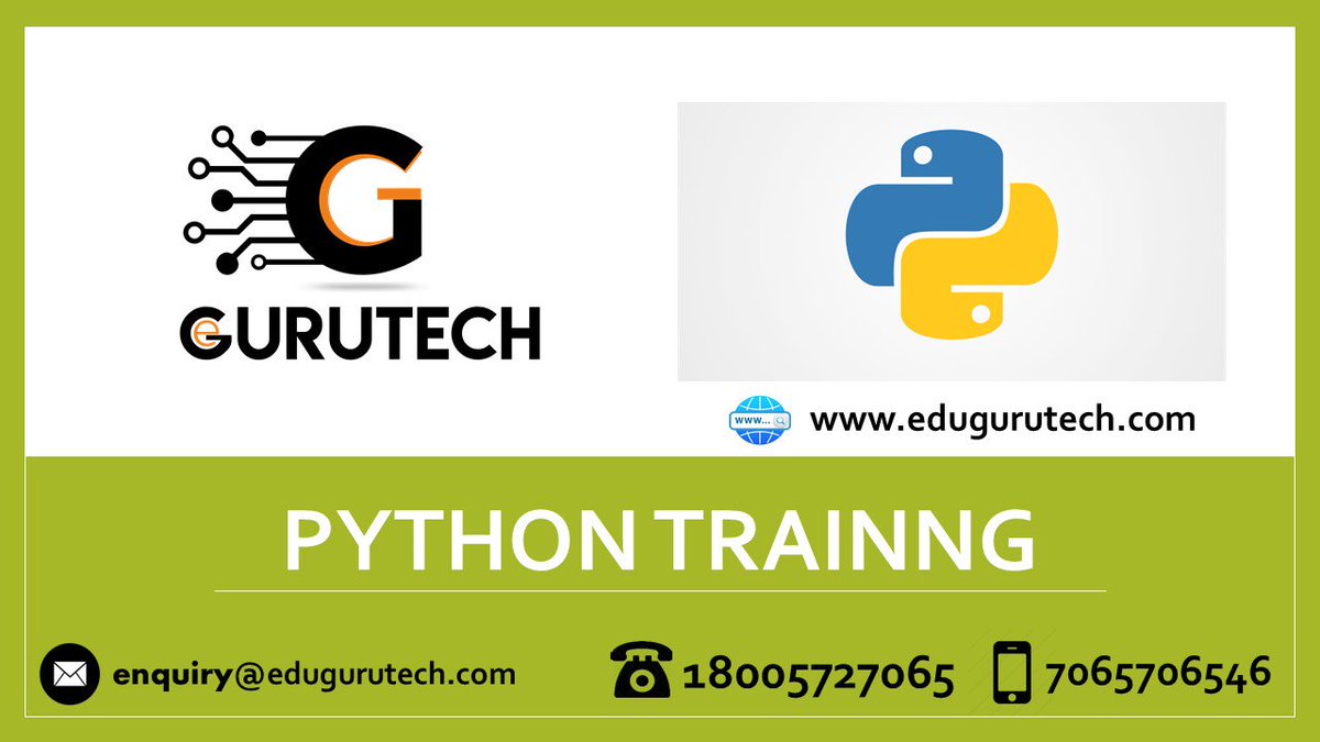 gurutechnoida's tweet image. Python training by industry experts.
Get trained by working professionals. HURRY UP! Limited seats..
For More Information
enquiry@edugurutech.com
Contact Number 1800 582 7065 / 7065 7065 46
#Pythontraining #CorePythontraining #AdvancePythontraining #DjangoPythontraining
#Noida