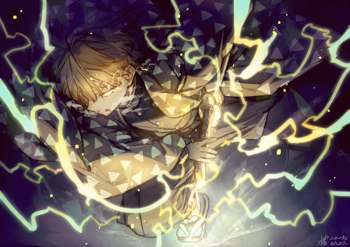 木々峰右👹2巻発売中！さんがTwitterに投稿した我妻善逸(鬼滅の刃)のイラスト。