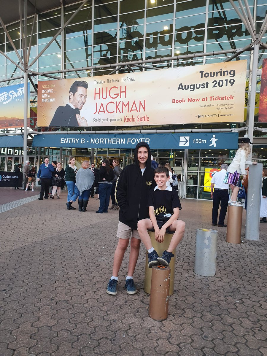 87whybrow's tweet photo. @RealHughJackman amazing show in Sydney mate!!! My boys idolize you, so thank you for the memories and dreams you help create for them!!

Don't worry your secret piss take of @VancityReynolds is safe with us 😉😂 https://t.co/6Enq9O7Xgk