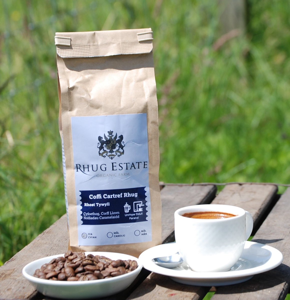Start the day the right way - with a Rhug organic coffee. You can enjoy a freshly brewed coffee in the Bistro, from our Takeaway or the Drive Thru. 
You can then buy some to take home to enjoy from our Farm Shop.