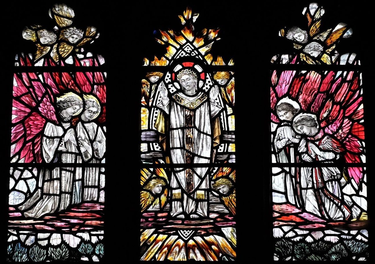 #AugustAngels West Stafford #Dorset East window by #ChristopherWhall 1913 with fabulous angels