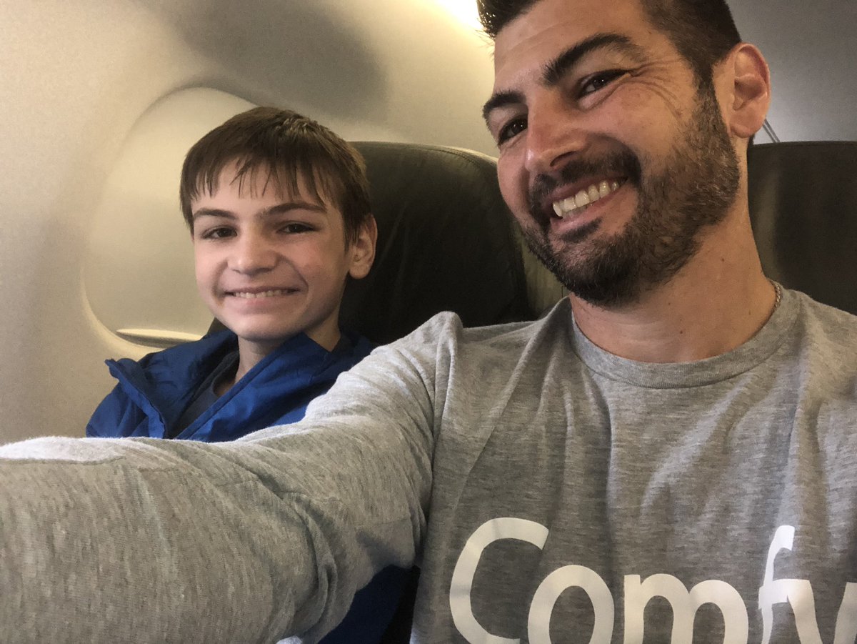 DakotaSpin's tweet photo. Jett’s first flight - ironically it’s on “Jet Blue” @JetBlue #Comfy #LeadThink #FantasySpinApp #Mate1 #FirstMet #SwingJuice https://t.co/ixUO0g5y1x