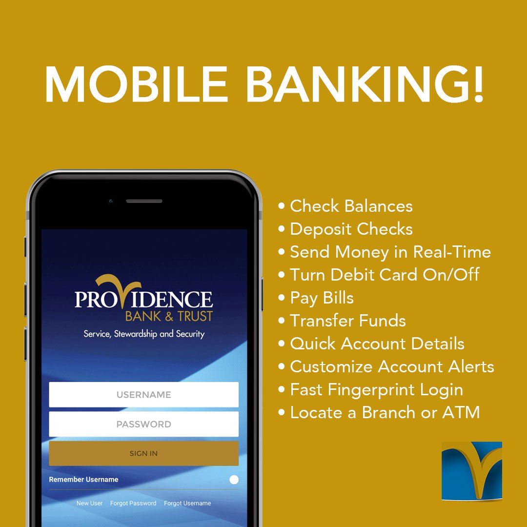 providencebank's tweet photo. Believe us, once you try mobile banking you'll never look back! Learn all the advantages our app has to offer you! Member FDIC. https://t.co/WCQhbwEPGx #mobilebanking #mobilepay #mobiledeposit #p2ppayment https://t.co/Q01gGW9gbx