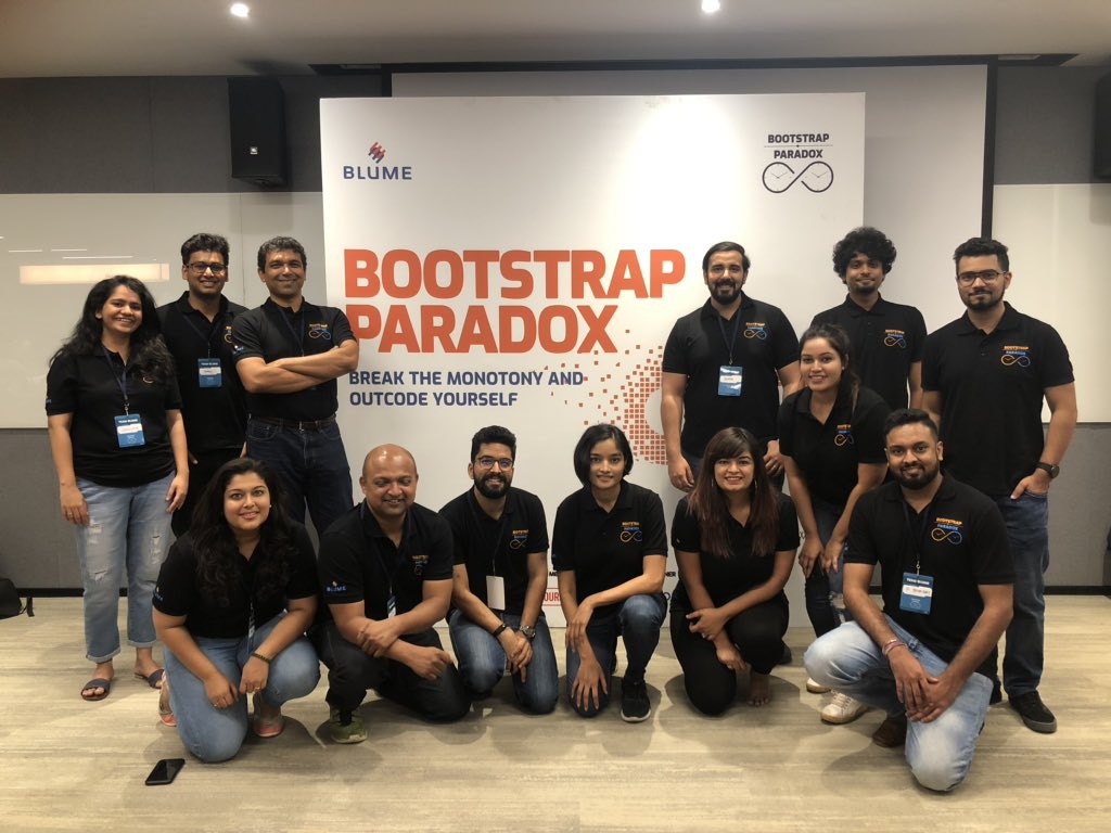 BKartRed's tweet photo. Proud of teams @BlumeVentures  @Talent_Blume 

+tks to partners @skillenza @digitalocean @MicrosoftIndia @AgoraIO 

+community who’ve come over to outcode themselves #bootstrapparadox 

&amp; engage w/6 of our ⭐️s @DunzoIt @dataweavein @unacademy @MechMocha @Locus_Sh @HelloMilkbasket https://t.co/eJUfnM1C9i