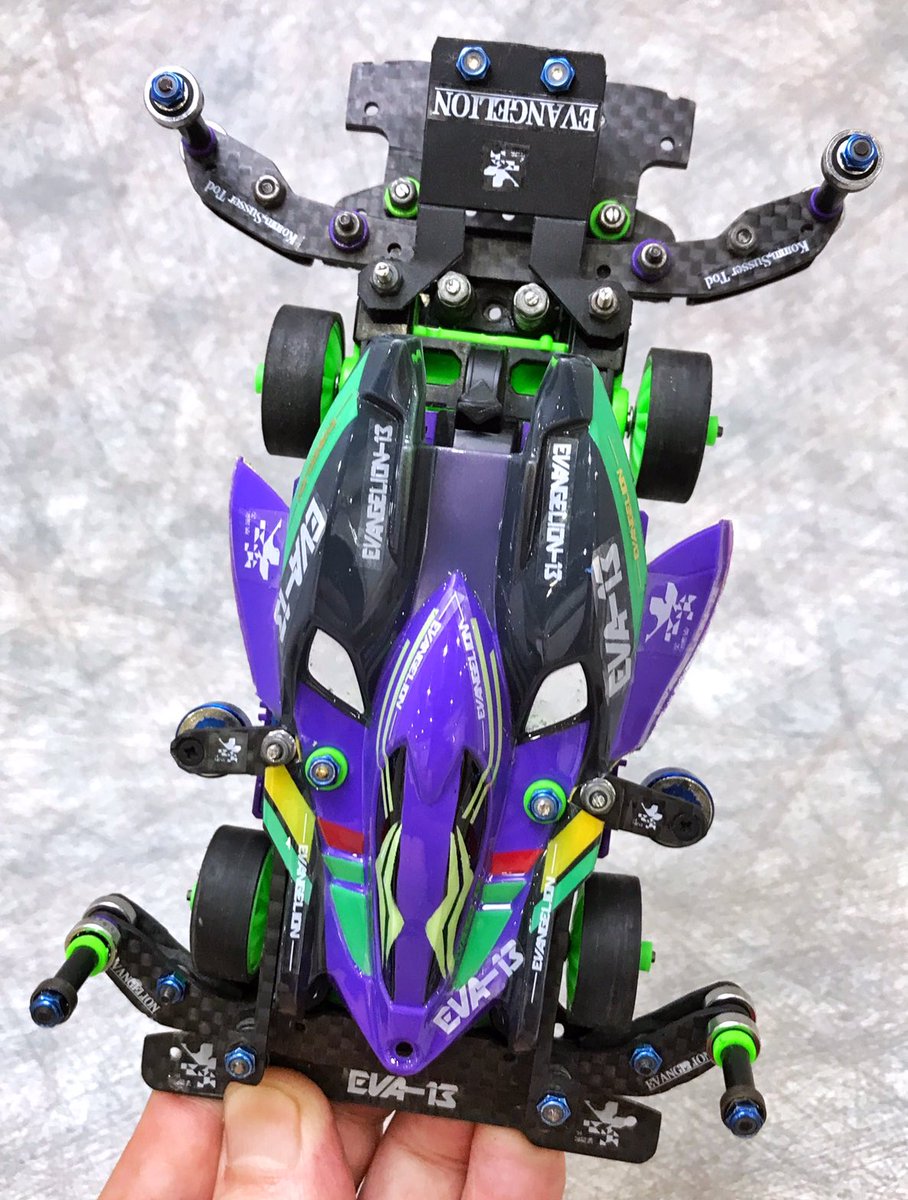 ミニ四駆 MkIII Eva と 19mmアルミローラーEva