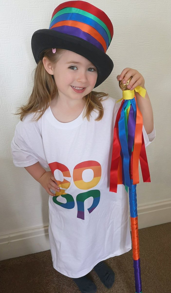 My mini Funeral Director, Emilia, is getting in the spirit for tomorrow's @LeedsPride 🌈⭐☀️
 #PrideInCoop #LeedsPride #beyourselfalways 
@CoopFuneralcare @Dave_knowles