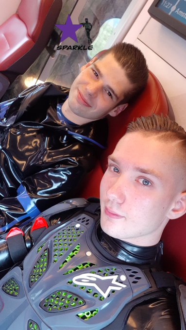 On our way to #Amsterdampride, with @PupBlacky_mars. weather is perfect for #rubber. #latex #gay #gaypride
