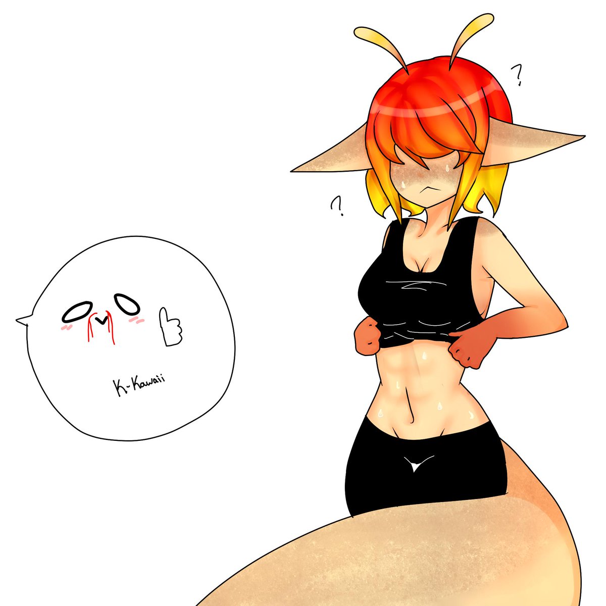 LittleRinnyChan's tweet photo. she sweaty #AnimeArt #alien #firealien #shefit #sweaty https://t.co/crJEUUZrC2