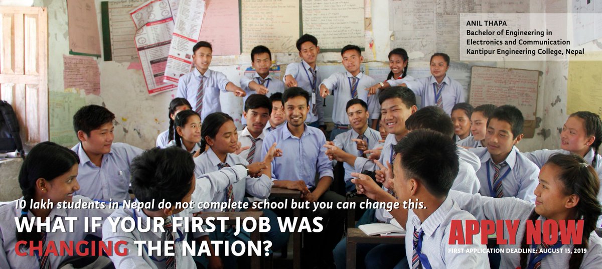 Amirjoshi's tweet image. What if your first JOB was CHANGING the nation?
Now accepting application for Teach For Nepal Fellowship 2020. Apply Now at: teachfornepal.org 
#TeachForNepal #TFNFellowship2020 #ApplicationOpen #Nepal