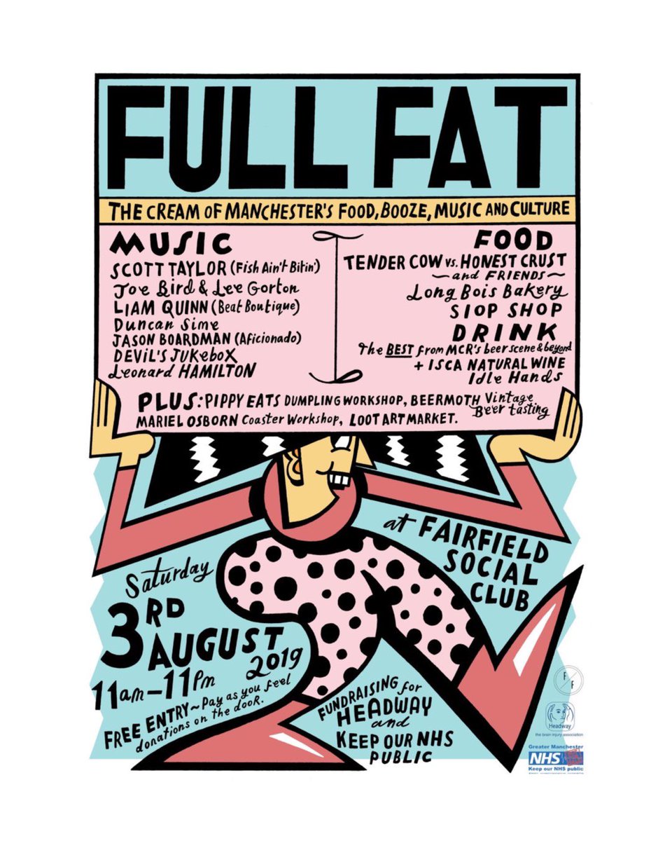 The time has come! Head over to <a href="/FSCMCR/">Fairfield Social Club</a> TODAY, 11am-11pm for a full on <a href="/FullFatMcr/">FULL FAT</a> #charity party, feat. #beer, lusho food, fruity sodas, workshops, fat tunes ET CETERA all in aid of the highly deserving <a href="/HeadwayUK/">Headway - the brain injury association</a> + <a href="/keepnhspublic/">Keep Our NHS Public</a>
 ow.ly/cqDG50vilRR #SuperStrongSofts