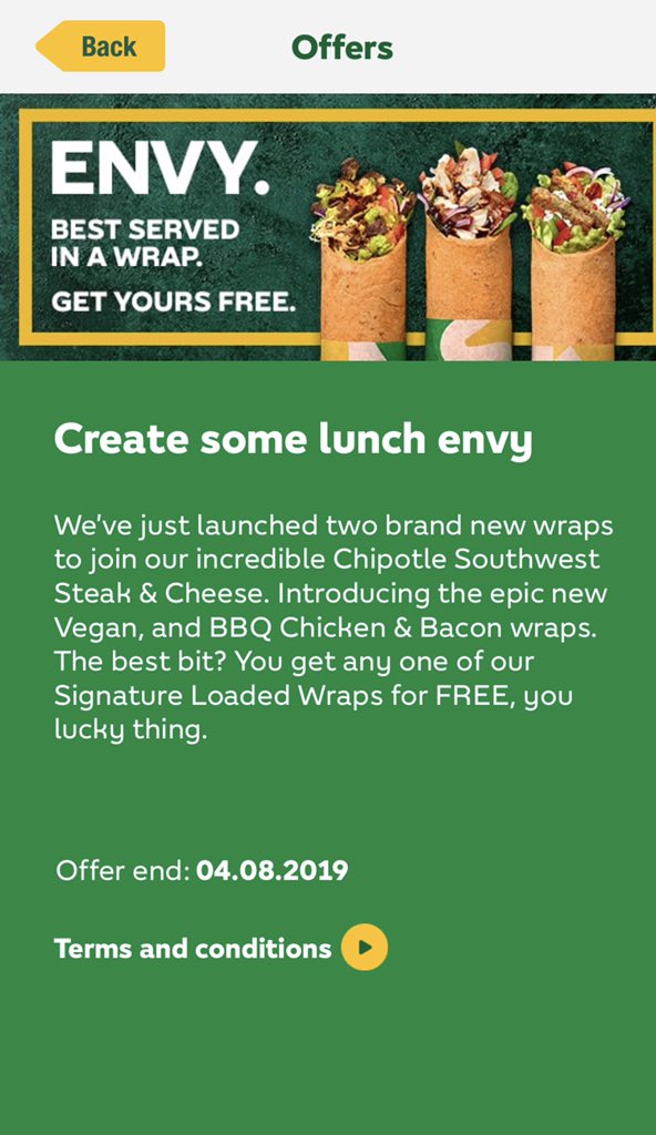 denzilOshamen's tweet photo. A free wrap @SubwayUK? Yes please!! Oh, but not at the Chichester store because they’ve chosen not to honour the offer!! There doesn’t seem to be a list of participating stores, so how do you expect your customers to know where they can claim an offer??? https://t.co/iEXJIzyZRH