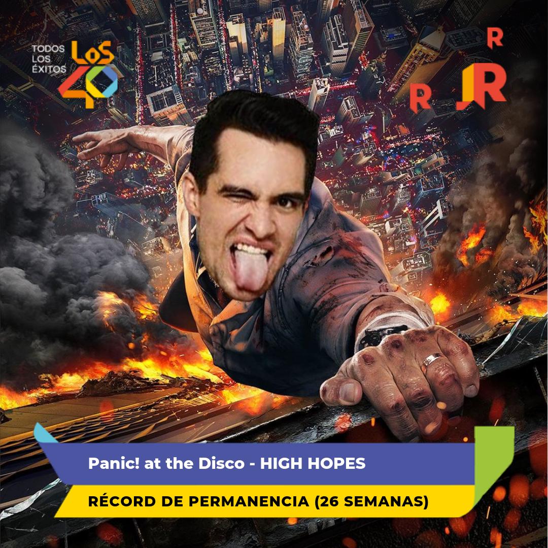 Del40al1_es's tweet photo. (30) (-4) ¡Otro récord de permanencia! Y en este caso para @PanicAtTheDisco y su High hopes #Del40al1CocaCola https://t.co/ZNeiaK4U7h ¡26 semanazas! https://t.co/CGiK8CPv9k