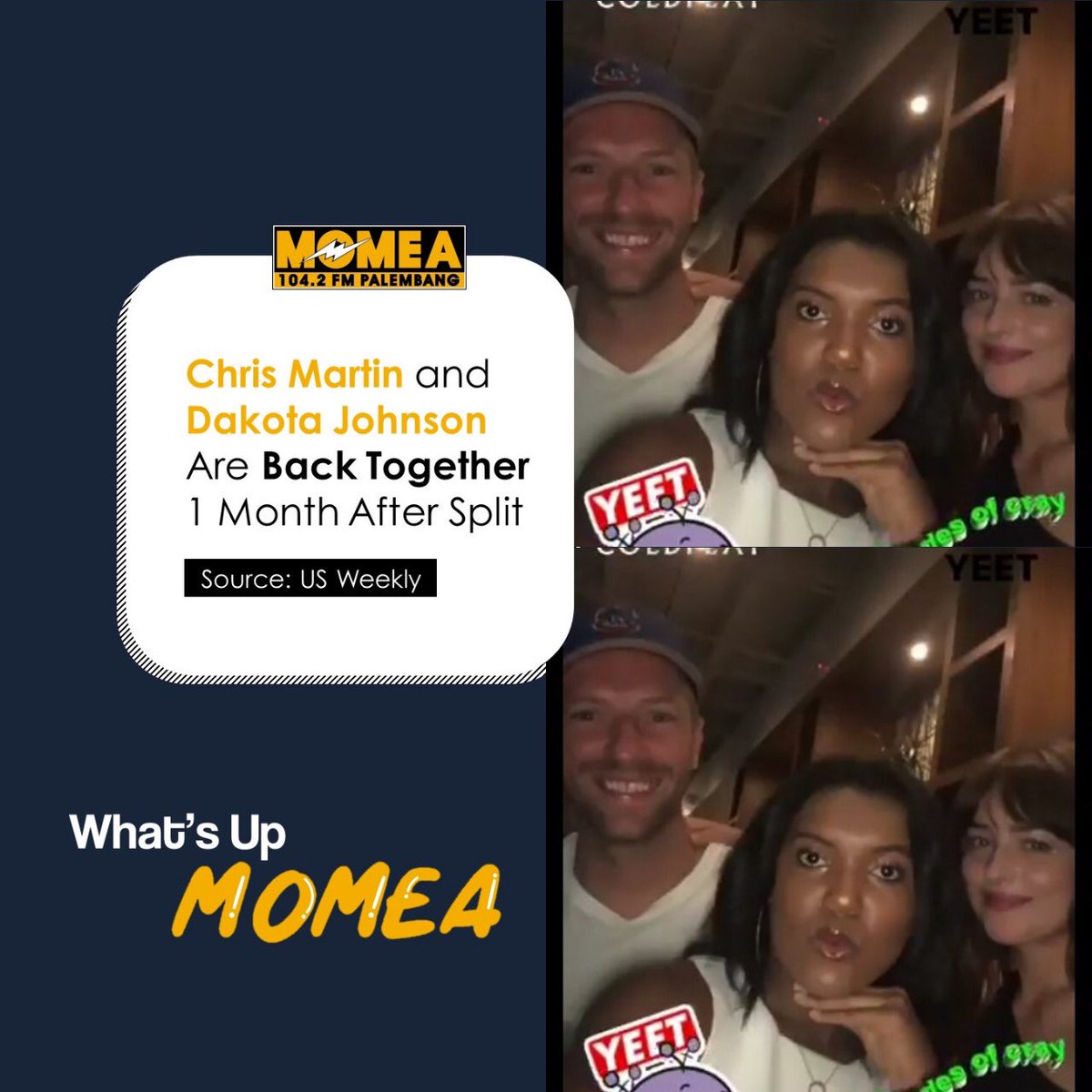 MomeafmPLM's tweet photo. A month and a half after reports of their split made headlines, Chris Martin and Dakota Johnson are back together, a source tells Us Weekly exclusively.
Read more: https://t.co/YQHYIvPwAc
——
#DakotaJohnson
#ChrisMartin
#Coldplay
#WhatsUpMomea
#MOMEAFm
——
Source: US Magazine https://t.co/ZiesriM5Vb