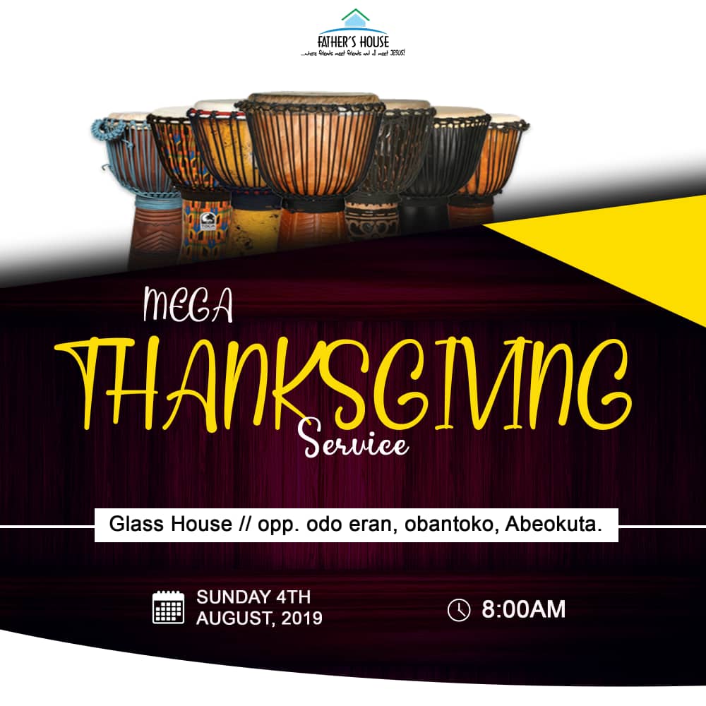 stephenadegunl2's tweet photo. Join the assembly of the upright in giving an admirable and sincere praise to the Lord of the Universe at the Mega Thanksgiving Service on Sunday 4th of August 8:00 am live at the glasshouse. 

It is an act of ingratitude to praise God with moderation.

#FHinvites https://t.co/z3lFxkjKkQ