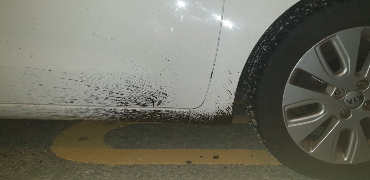 kielleon's tweet photo. @RochdaleCouncil had a great night last night with amazing food @NuttersOfficial only to leave and head towards Edenfield to find ourselves driving through wet tarmac and no road closure, but CLOSED coming from Edenfield. My car is covered in tar now !!! #tar #roadworks #nothappy https://t.co/6YnYA2n53D