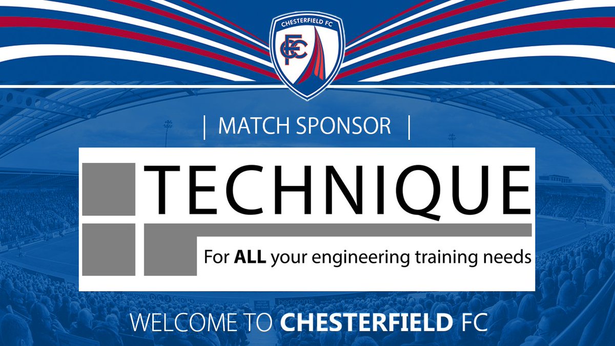 Looking forward to welcoming our match sponsor today, Technique Learning. <a href="/ChesterfieldFC/">Chesterfield FC</a>