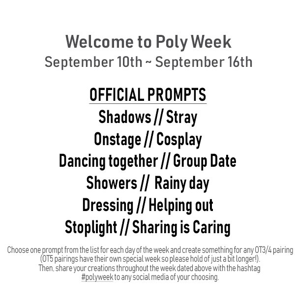 ArashiWeek's tweet photo. What comes after #JunWeek? #PolyWeek of course! Are you ready to explore your favorite threesomes and moresomes? I sure am! Here are the prompts for #PolyWeek and the week following, #Aimiya Week! https://t.co/FIRSVSFSBW