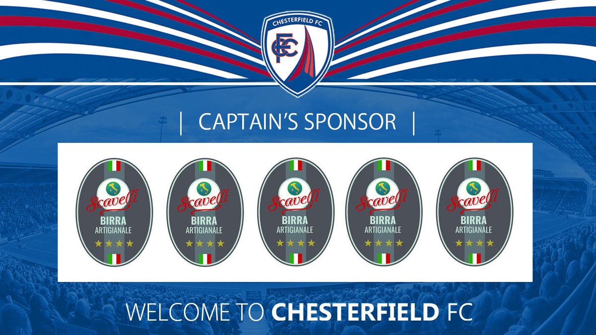 Welcome to our captain's sponsor today,<a href="/ScavelliBeer/">Scavelli beer</a> <a href="/ChesterfieldFC/">Chesterfield FC</a>
