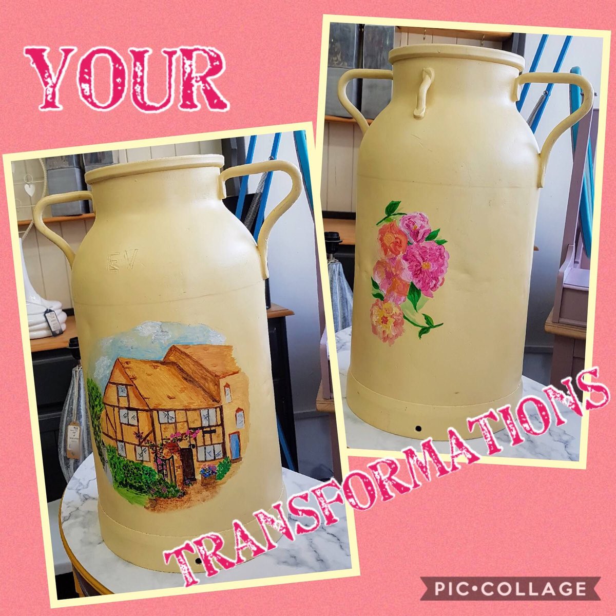 funkifythis's tweet photo. Jane painted her mum and dad's cottage on this sweet old milk churn after we spray painted it for her in Fusion Mineral Paint "Buttermilk". We then added Tough Coat afterwards to protect the picture. Isn't it lovely?!
#fusionmineralpaint #upcycle #art #paint #crowborough https://t.co/ymAiAKfWrK