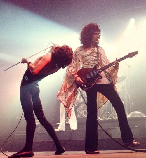 Queen Band Freddie Mercury and Brian May Live On Stage Color 8x10 Glossy Photo 