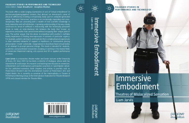 Final tweaks from the publishers &amp; the #ImmersiveEmbodiment book cover is nearing completion - a few weeks ahead of weeding out the typos that have accumulated over the years before its release as part of the <a href="/PalgraveTheatre/">Palgrave Theatre</a> Studies in Performance &amp; Technologies series