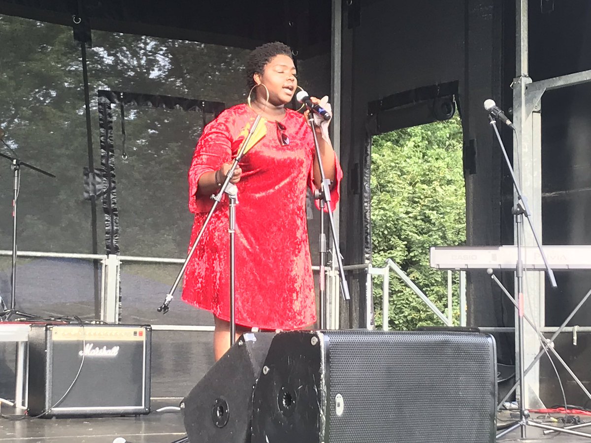 ThamesmeadLDN's tweet photo. It looks like the local school has been looking forward to today. Local performer Jecoliah Frempong (pictured in red, below) has just done an amazing set and we’ve even had some Tai Chi. #TMFest https://t.co/i9tSzw26Z8