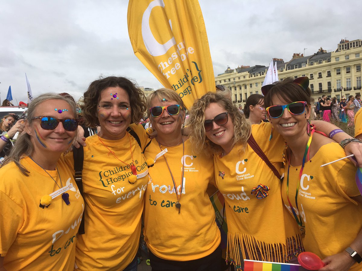 ChestnutSussex's tweet photo. It’s been a privilege to be part of #BrightonPride today, walking in the parade and receiving high fives galore. Thank you for letting us be a part of it, showing that children’s hospice care is for everyone who needs it. #Community #Love #ForTheNow https://t.co/keVktBISVF