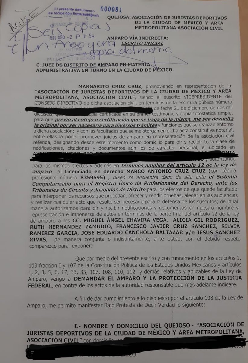 AsadMX_'s tweet image. Hemos presentado una demanda de amparo donde se ha solicitado la protección de la justicia Federal, por la omisión de la designación y nombramiento del Presidente y Miembros Titulares de la Comisión de Apelación y Arbitraje del Deporte #CAAD #SINADE #CONADE #Presidencia