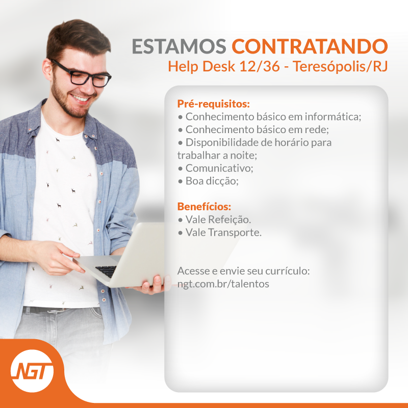 newgrouptech's tweet photo. Estamos contratando Help Desk em Teresópolis! Venha fazer parte de um time vencedor! Confira os pré-requisitos da vaga e envie o seu currículo pelo nosso site: https://t.co/rRrv6qJSFx https://t.co/eRaw3ogekG
